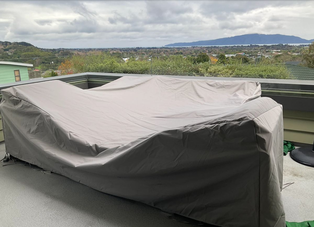 Custom outdoor furniture cover protecting a patio setting — Australian customer review